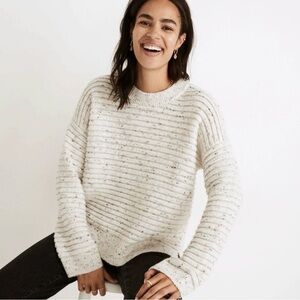 Madewell Speckled Cream Crewneck Sweater